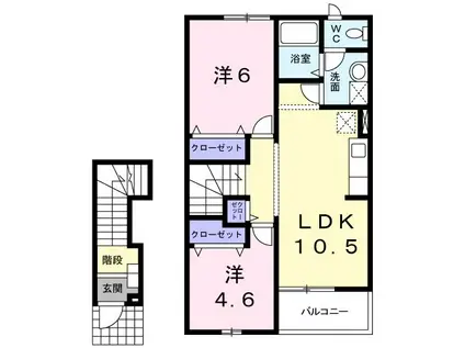 ロジュマンエスポアールB(2LDK/2階)の間取り写真