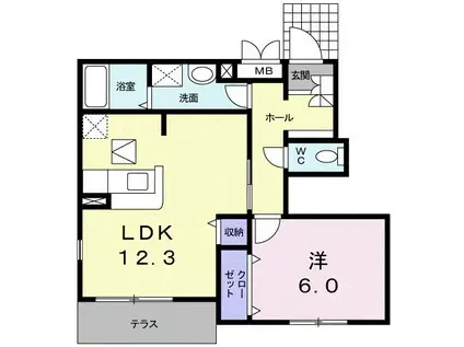 ファインヒル(1LDK/1階)の間取り写真