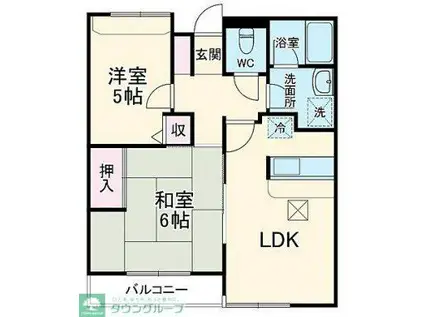 上ノ台パークサイド(2LDK/3階)の間取り写真