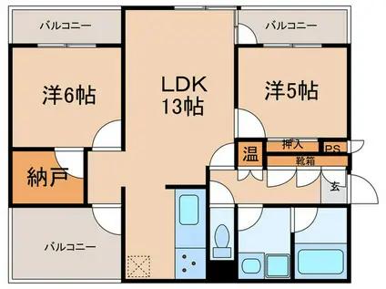 ヒルズ富が丘(2LDK/3階)の間取り写真
