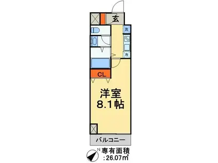 カーサ松戸(1K/5階)の間取り写真