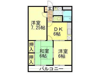 エバンストンハイツ(3DK/2階)の間取り写真