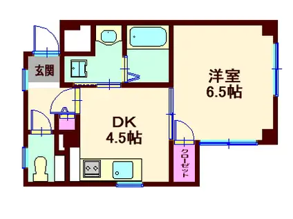 グリュックリーリエ(1DK/2階)の間取り写真