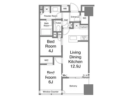 パークコート ザ・三番町ハウス(2LDK/4階)の間取り写真