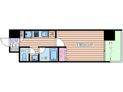 アーバンエース夕陽丘パル(1K/10階)の間取り写真