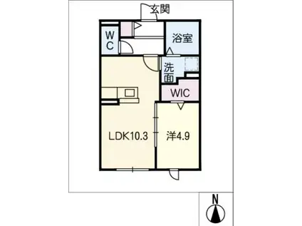 プリマヴェーラ(1LDK/1階)の間取り写真