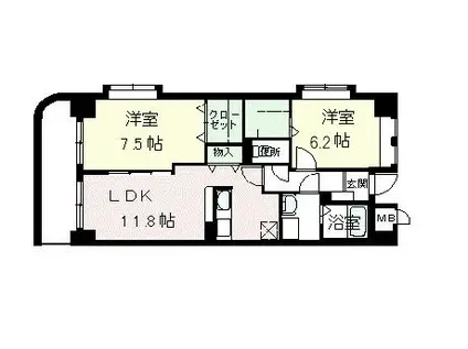 ラポール西大島ウエスト(2LDK/8階)の間取り写真