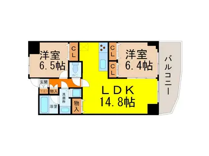 さくら HILLS 富士見(2LDK/10階)の間取り写真