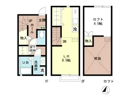 べクヴェーム(ワンルーム/1階)の間取り写真