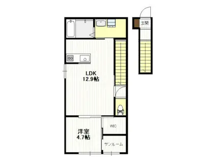 油見2丁目アパート(1LDK/2階)の間取り写真