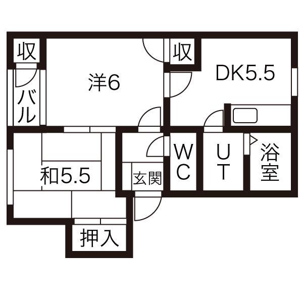 エクセレント(2DK/2階)の間取り写真