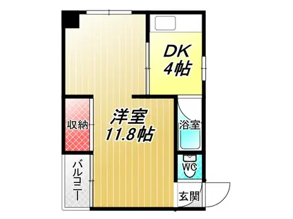 久宝寺コーポラスA(1DK/4階)の間取り写真