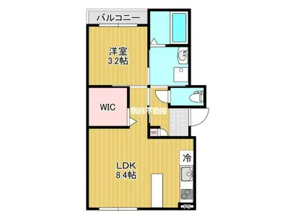 FIKA朝倉街道(1LDK/1階)の間取り写真