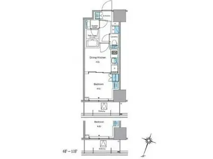 ルフォンプログレ渋谷ヒルトップ(1DK/14階)の間取り写真