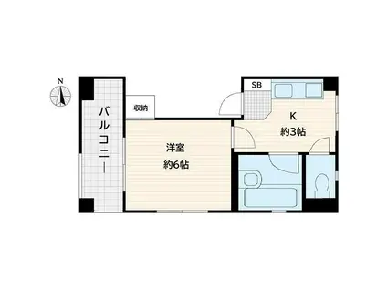 ユートピアハイツ(1K/2階)の間取り写真