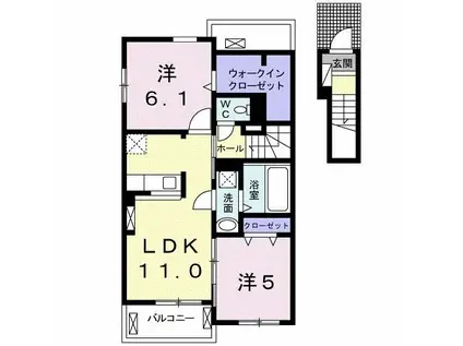 ルミナス北島I(2LDK/2階)の間取り写真