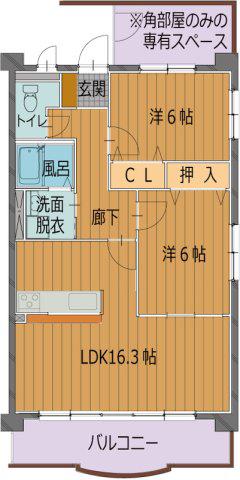 フォレストパークDIO(2LDK/2階)の間取り写真