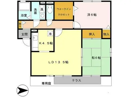 グリーンコートA・B(2LDK/1階)の間取り写真