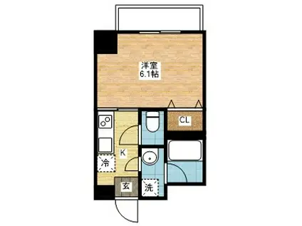 フォレスト赤迫(1K/7階)の間取り写真