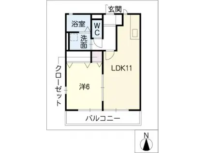 コンフォート楠(1LDK/1階)の間取り写真