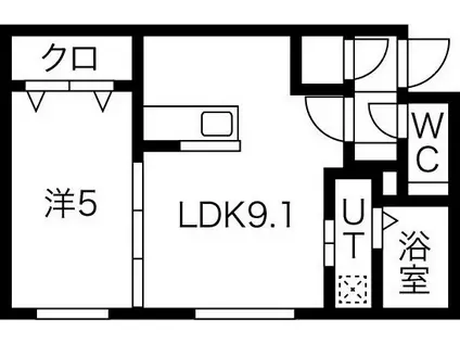 MIONS南あいの里(1LDK/2階)の間取り写真