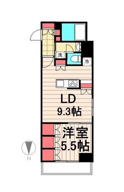 プライマル錦糸町(1LDK/5階)の間取り写真