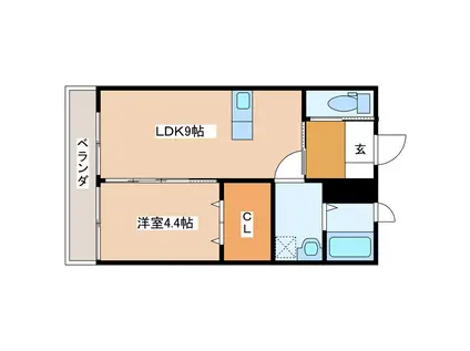 YSコーポ(1LDK/2階)の間取り写真