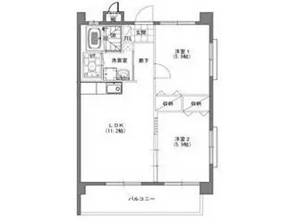 ウィズM(2LDK/2階)の間取り写真