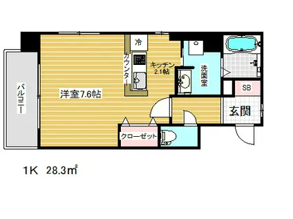 ウォームスヴィル神戸元町JP(1K/5階)の間取り写真