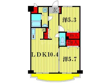 ヴィルトゥオルグージョ / VIRTUD ORGULLO(2LDK/3階)の間取り写真