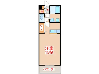 AHKUTY東谷山II(ワンルーム/2階)の間取り写真