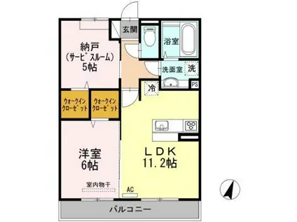 ラクト鶴江(1SLDK/2階)の間取り写真