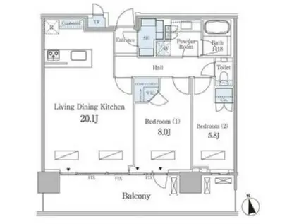 パークコート浜離宮ザタワー(2LDK/35階)の間取り写真