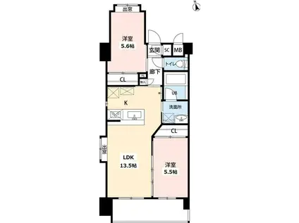 ウィングス西本町(2LDK/12階)の間取り写真