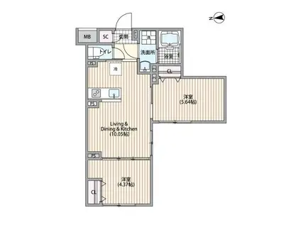 オークヴィラ三軒茶屋(2LDK/4階)の間取り写真