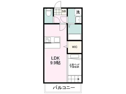 アンジェロ所沢(ワンルーム/1階)の間取り写真