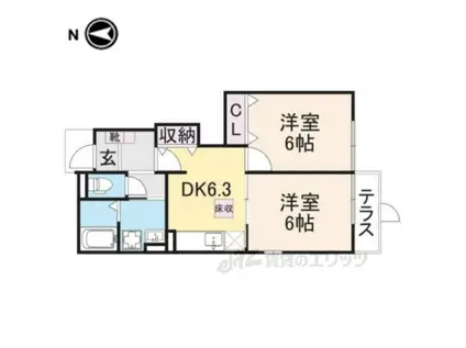 ミニョンストリート2(2DK/1階)の間取り写真