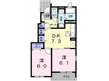 風琳館 II(2DK/1階)の間取り写真