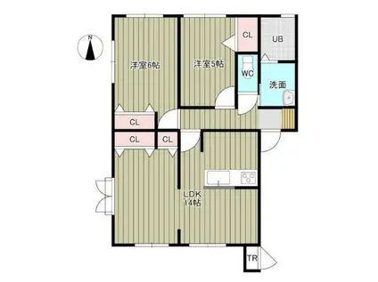 DUO-α(2LDK/2階)の間取り写真