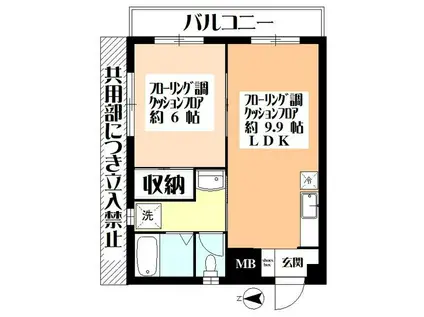 メゾンドラム三宿(1LDK/3階)の間取り写真