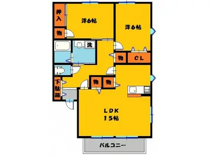 メゾンドクレールB(2LDK/2階)の間取り写真