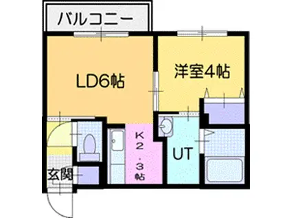 エクセル黄金北(1LDK/4階)の間取り写真