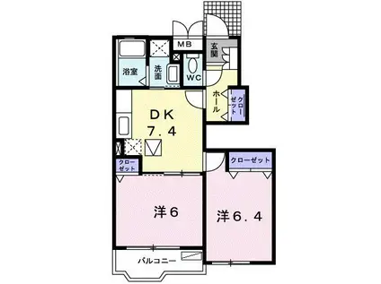 リアフォレストサガラ(2DK/1階)の間取り写真