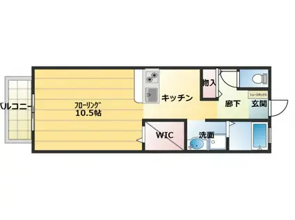 クィーンヒル(1K/2階)の間取り写真