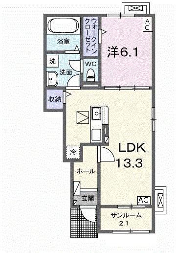 ベルファミーユ VIII(1LDK/1階)の間取り写真