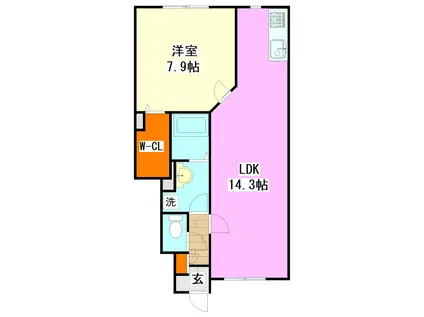 クレールA(1LDK/1階)の間取り写真