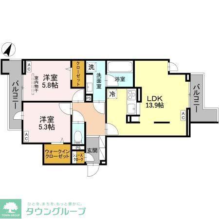 ラ・グリシーヌ・レーブ(2LDK/3階)の間取り写真