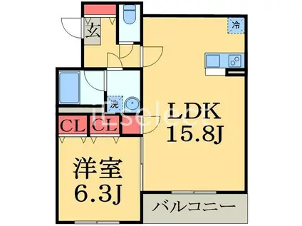 サンライト(1LDK/2階)の間取り写真