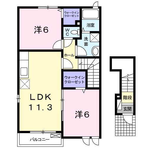 フォーリーフII(2LDK/2階)の間取り写真
