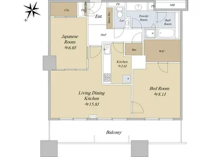 ザ・タワーグランディア(2LDK/15階)の間取り写真